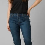 prAna NWT  Buxton Mid Rise Button Fly Slim Ankle Boyfriend Stretch Jean 6 Blue Photo 0