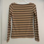 H&M Striped Wide Neck Long Sleeve Button Top Photo 3