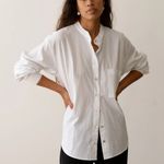 Donni Mandarin Collar Blouse Tunic Long Sleeve Button Down Yellow Medium Boho Photo 3