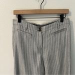 J.Jill Linen Stretch Gray Pinstriped Straight Leg Pants Size 8 Lightweight Photo 1