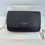 Kate Spade  Black Shimmy Gitter Fabric Boxed Mini Crossbody Purse Chain Strap Photo 1