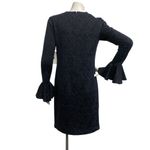 W By Worth  Jacquard Dress Women 0 Bell Sleeve Floral Evening Career Classic Navy Photo 5