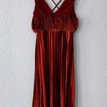 ASOS  Burnt Orange Velvet Midi Dress Size 0 Photo 1