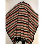 Kensie Coral/Black/Cream Stripe Knit Sweater Shrug Poncho Sz O/S Photo 1