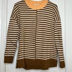 Madewell  Peach / Brown Striped Long Sleeve Sweater Size Medium Photo 1