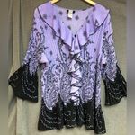 Studio 1940 Size 30/32 lavender and black, paisley, accordion pleated blouse Photo 0