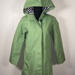 Boden Women's Cotton Overcoat Coat 8 Green Navy Striped Inside ‎ Hooded Blue Photo 0
