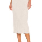 Bardot Linen Blend Midi Skirt Side Cut Out Oatmeal Cream Straight Size Large Photo 2