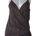 Mango MNG Glitter Ruched Cami Red Faux Wrap Top Size Large Glam Y2k NEW NYE Photo 0