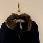 Ralph Lauren  velour zip up sweatshirt navy blue with detachable fur size L Photo 1