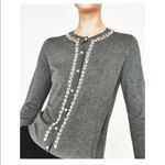 ZARA  Gray Pearl Embellished Cardigan Sweater Size Small Photo 5