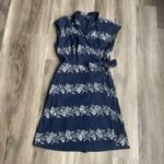 Tommy Hilfiger Women's Medium Floral Navy Wrap Dress Cotton Cottage Modest Photo 1