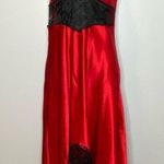 Victoria's Secret Vintage Victoria’s Secret gold label red black lace slip dress long 80s 1980s M Photo 8