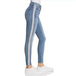 7 For All Mankind High Waist Ankle Skinny Jeans With Silver Shimmer Side Stripe Photo 15