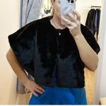 Talbots  Faux Fur Cropped Shrug Vest Black Medium Photo 0