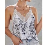 Boutique Women's Scalloped Lace Snake Print V Photo 7
