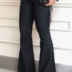 NEW High Waisted Bell Bottom Jean Denim Wide Leg Belted XL Long Black Photo 6
