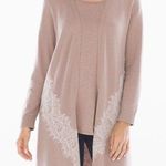 Soma Women's Long Knit Duster Cardigan Lace Trim Pink Size Medium Photo 0