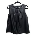 Calvin Klein  Pleated Faux Leather Sleeveless Top Black Women’s Size Medium Photo 4