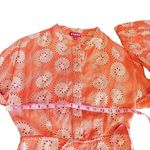 STAUD Karlee Linen Long Sleeve Printed Bell Sleeve Mini Dress Coral Orange XS Photo 14