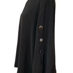 Chico's Chico’s Black Long Open Flare Sleeves 1/2 Zip Back Silky Blouse Size 12/14 Photo 4