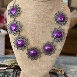 Paparazzi  Purple Floral Burst Necklace and Matching Earrings Photo 0