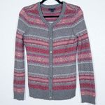 Tommy Hilfiger Gray & Pink Patterned Cashmere Blend Cardigan Small Photo 0