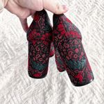 1901 Red Floral Brocade Mary Jane Heels with Pearl Detail Photo 7