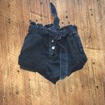Forever 21 cuffed paper bag tie black denim shorts Photo 3