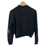 Vintage Thyme Santa Wreath Embroidered Button Christmas Sweater Size Medium Black Photo 2