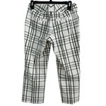 Express Design Crop Pants Womens‎ Sz 0 White Black Plaid Classic Business Casual Photo 1