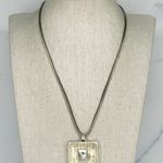 Chico's Double Strand Cord Square Striped Silver Tone Pendant β¨ Photo 5
