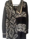 Venus  Y2k Size Large Black & White‎ Knit Hooded Long Open Front Cardigan Sweater Photo 6