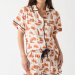 Katie Kime Austin Toile Pajama Shorts in Burnt Orange White Size Small Photo 2