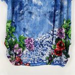 Sheer Lightweight Mesh Mixed Prints Leopard Floral Rhinestone Embellished Tunic Blue Size 1X Photo 9