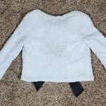 Unbranded White Sequin Crop Sweater Open Back Long Sleeve Size XS Photo 0