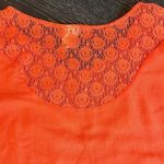 Fig and Flower Orange Boho Floral Embroidered Flare sleeve Tunic top sz small Photo 12