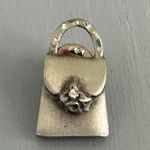 Beautiful Vintage Pewter Handbag Purse Tac Lapel Pin Silver Photo 6
