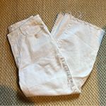 Good American  Bone White Wide Leg Raw Hem Jeans Sz 15 (Sz 32) High Rise Photo 5