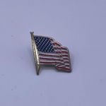 Vintage Small American Flag USA Patriotic‎ Gold Toned Metal Hat Lapel Pin Photo 0