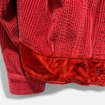 J.Jill  Red Courderoy Trucker Coat With Velvet Trim Boho Chic Effortless Classic Photo 4