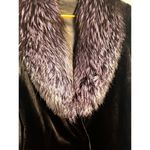 Sheared Mink and Farmed Fox Real Fur Coat Jacket Lush Luxury Purple Black Size 8 Photo 3