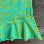 Fresh Produce Vintage  Lime Green Yellow Floral Ruffle Pull On Skirt - Sz M 💚🎀 Photo 7