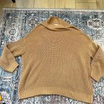 American Eagle Outfitters Camel Tan Mock Neck Slouchy Knit Oversized Sweater XS Photo 5