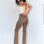 Princess Polly  Plaid Brown Tan Pull On Pants 6 Fall Autumn High Rise Photo 2