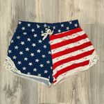 Cloud Chaser  American Flag Lounge Shorts USA Red White Blue Lace Accent Size L Photo 0