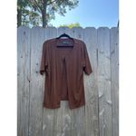 Chico's ‎ Cotton Open Front Cardigan Women’s Size 2 Short Sleeve Brown large Photo 1