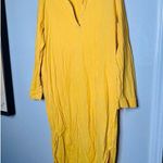 DONNI Yellow 100% Cotton Long Sleeve Front Button Tunic Maxi Shirt Dress Size L Size L Photo 6