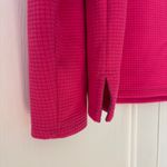 Talbots  Bright Pink Grid Waffle Knit Mock Neck Pullover Sweatshirt Button SizeXS Photo 9