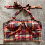 American Eagle Top Plaid Halter Crop Large Festival Stretch Corset Photo 1